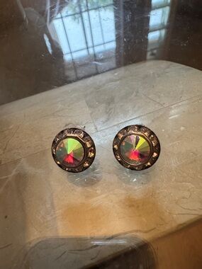 Iridescent Round Stud Earrings